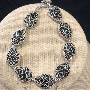 Black Onyx & Sterling Silver Filigree Bracelet